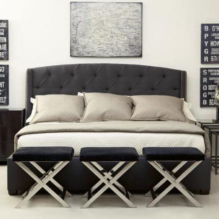 Bernhardt Jordan Button-Tufted Wing Bed (54-1/8" H)